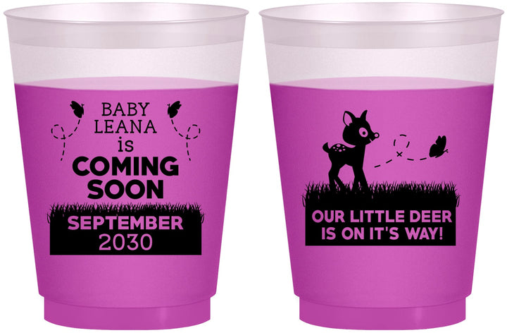 Custom Baby Shower 16 oz Color Changing Frosted Cups - Little Deer On The Way | 90011
