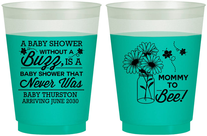Custom Baby Shower 16 oz Color Changing Frosted Cups - Mommy To Bee | 90016