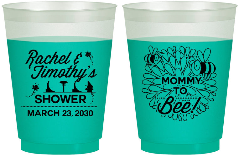 Custom Baby Shower 16 oz Color Changing Frosted Cups - Mommy To Bee | 90017