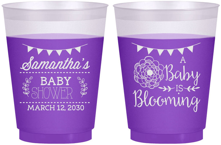Custom Baby Shower 16 oz Color Changing Frosted Cups - Blooming | 90020