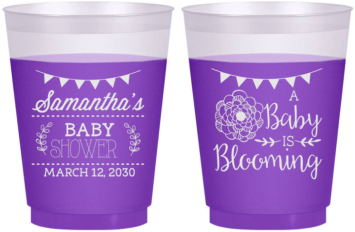 Custom Baby Shower 16 oz Color Changing Frosted Cups - Blooming | 90020