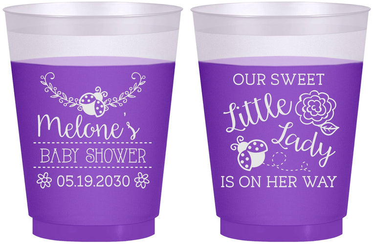 Custom Baby Shower 16 oz Color Changing Frosted Cups - Little Lady On The Way | 90021