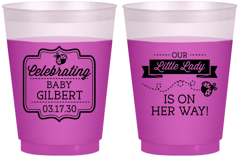 Custom Baby Shower 16 oz Color Changing Frosted Cups - Little Lady On The Way | 90022
