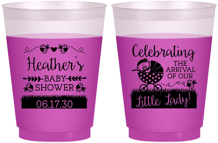 Custom Baby Shower 16 oz Color Changing Frosted Cups - Little Lady On The Way | 90023