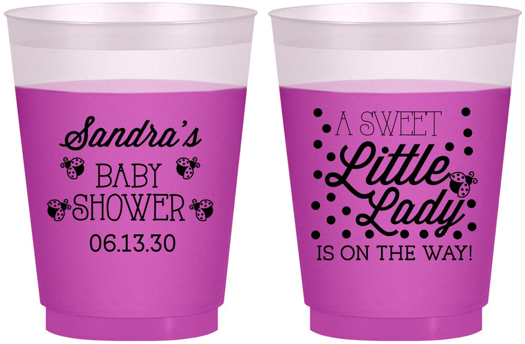 Custom Baby Shower 16 oz Color Changing Frosted Cups - Sweet Little Lady | 90024