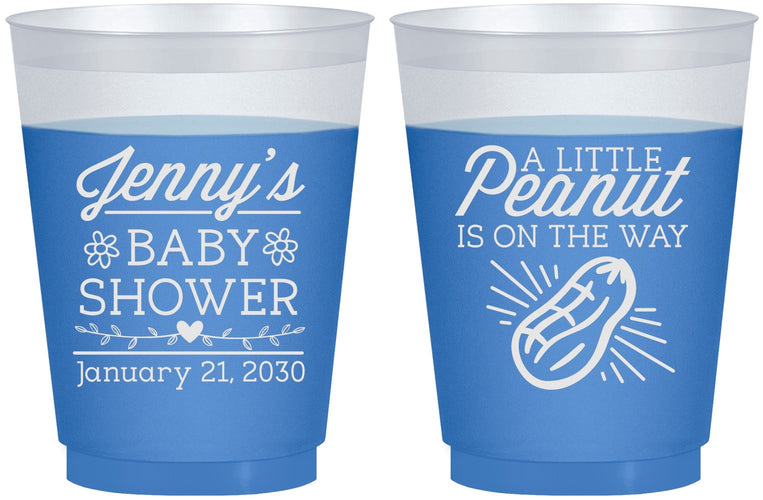 Custom Baby Shower 16 oz Color Changing Frosted Cups - Peanut On The Way | 90025