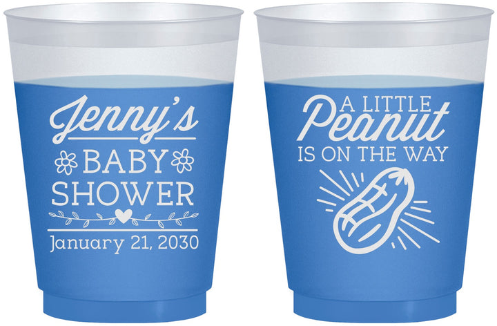 Custom Baby Shower 16 oz Color Changing Frosted Cups - Peanut On The Way | 90025