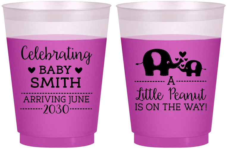 Custom Baby Shower 16 oz Color Changing Frosted Cups - Peanut On The Way | 90027