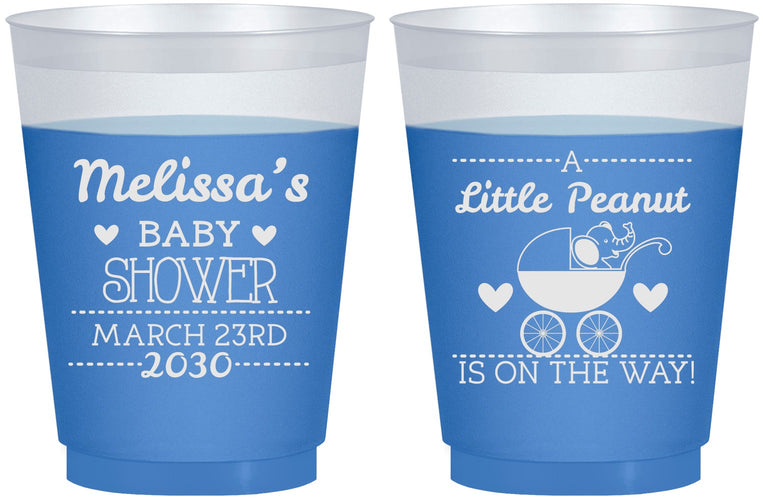 Custom Baby Shower 16 oz Color Changing Frosted Cups - Peanut On The Way | 90028
