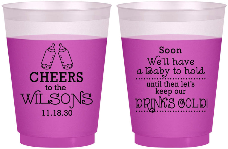 Custom Baby Shower 16 oz Color Changing Frosted Cups - Cheers Bottle | 90031