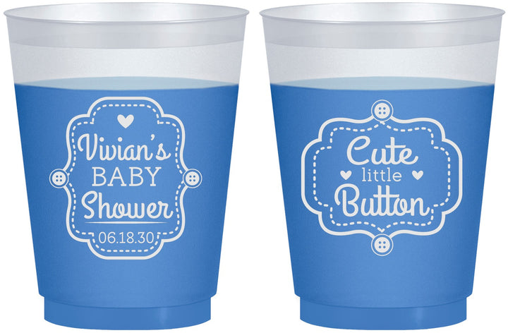 Custom Baby Shower 16 oz Color Changing Frosted Cups - Cute Little Button | 90035