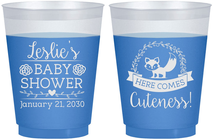 Custom Baby Shower 16 oz Color Changing Frosted Cups - Fox Cuteness | 90036