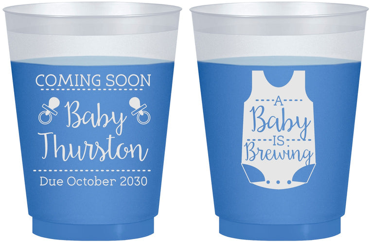 Custom Baby Shower 16 oz Color Changing Frosted Cups - Baby Is Brewing | 90039