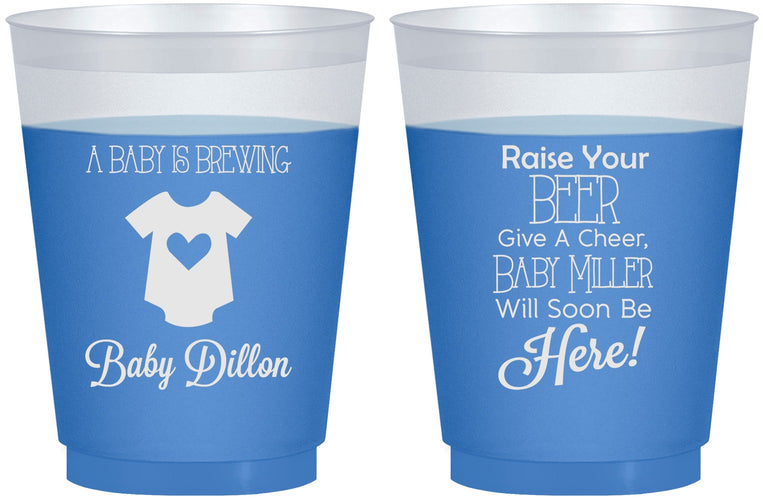 Custom Baby Shower 16 oz Color Changing Frosted Cups - Baby Is Brewing | 90041