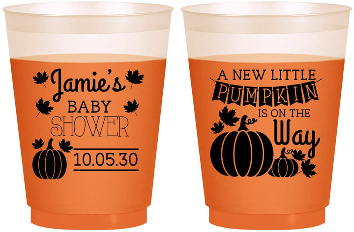 Custom Baby Shower 16 oz Color Changing Frosted Cups - Pumpkin On The Way | 90042