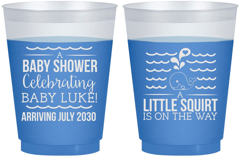 Custom Baby Shower 16 oz Color Changing Frosted Cups - Little Squirt On The Way | 90043