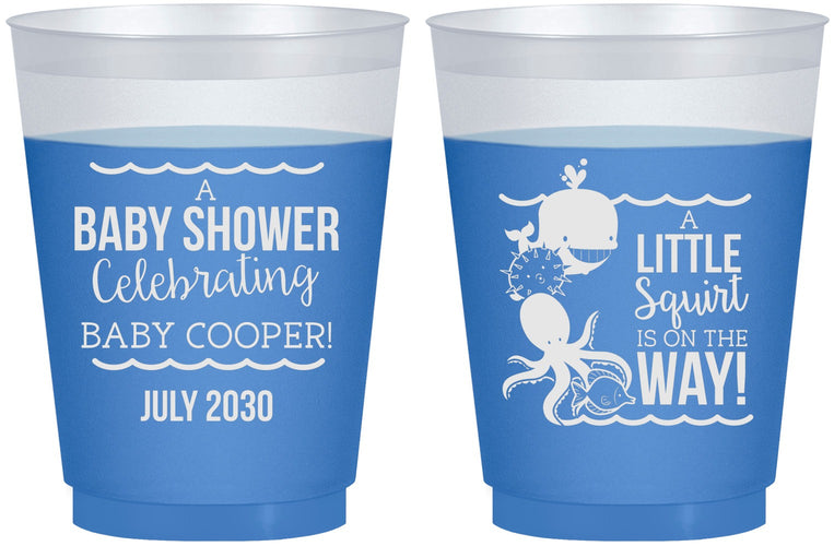 Custom Baby Shower 16 oz Color Changing Frosted Cups - Little Squirt On The Way | 90045