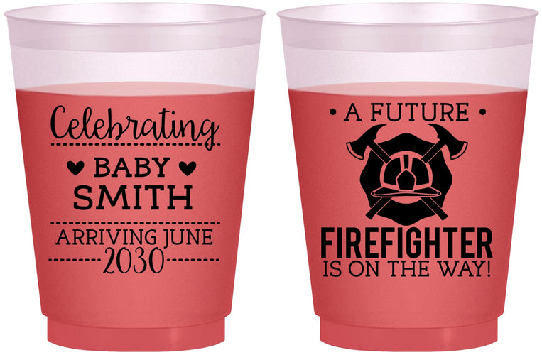 Custom Baby Shower 16 oz Color Changing Frosted Cups - Future Firefighter | 90048