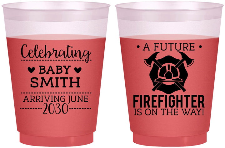Custom Baby Shower 16 oz Color Changing Frosted Cups - Future Firefighter | 90048