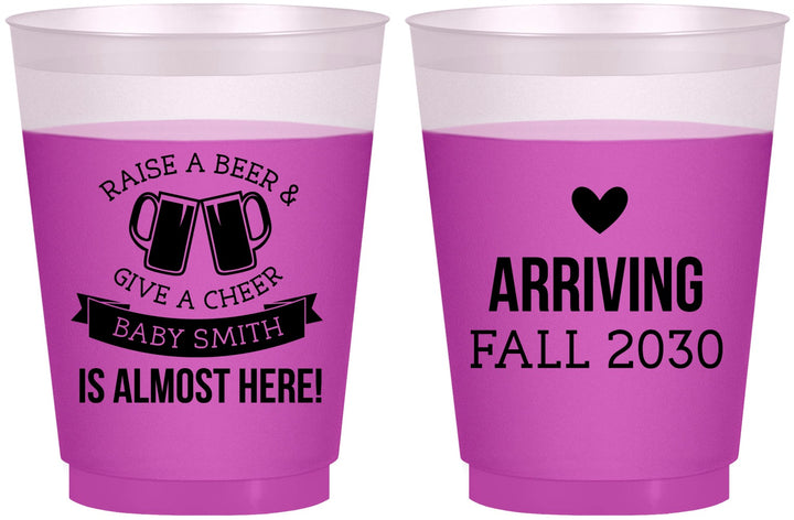 Custom Baby Shower 16 oz Color Changing Frosted Cups - Raise A Beer | 90049