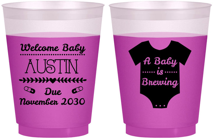 Custom Baby Shower 16 oz Color Changing Frosted Cups - Baby Is Brewing | 90050