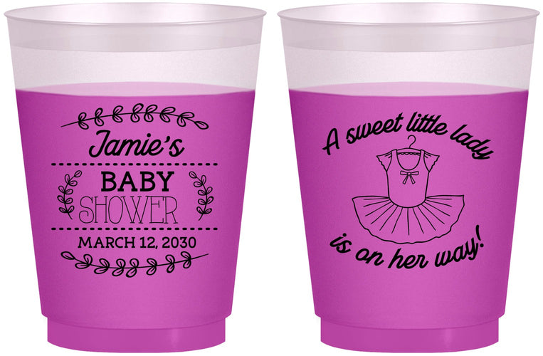 Custom Baby Shower 16 oz Color Changing Frosted Cups - Sweet Little Lady | 90061