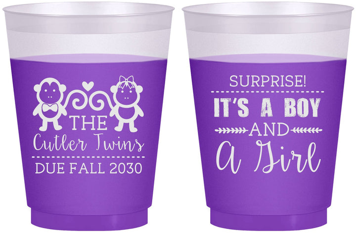 Custom Baby Shower 16 oz Color Changing Frosted Cups - Gender Reveal Boy Or Girl | 90063