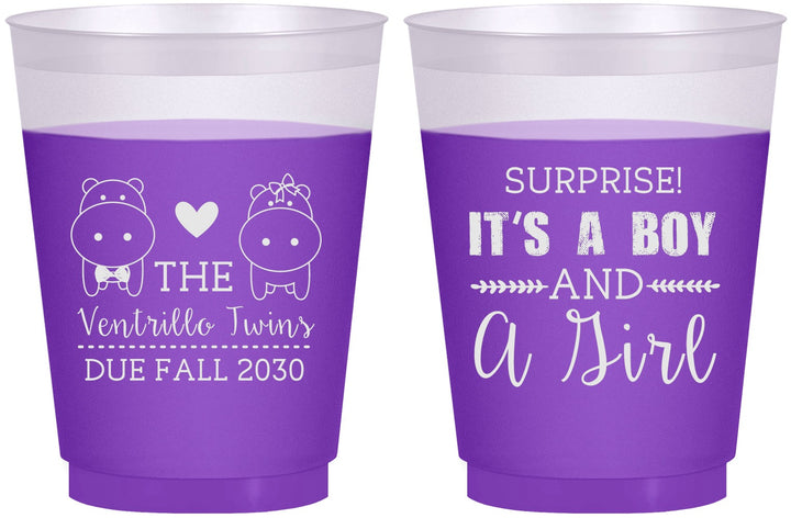 Custom Baby Shower 16 oz Color Changing Frosted Cups - Gender Reveal Boy Or Girl | 90064