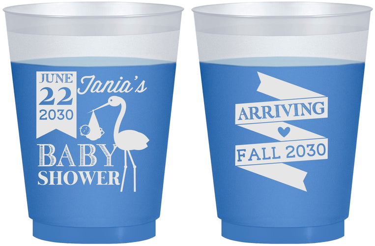 Custom Baby Shower 16 oz Color Changing Frosted Cups - Stork | 90073