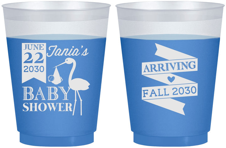 Custom Baby Shower 16 oz Color Changing Frosted Cups - Stork | 90073
