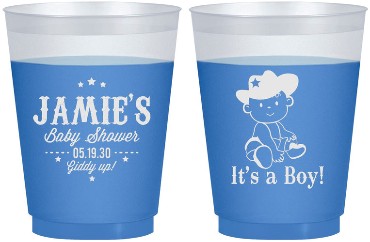 Custom Baby Shower 16 oz Color Changing Frosted Cups - Cowboy It’s A Boy | 90078