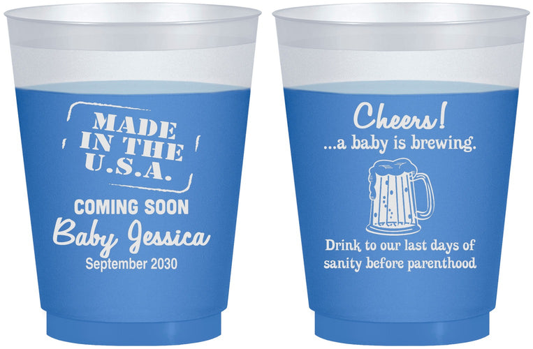 Custom Baby Shower 16 oz Color Changing Frosted Cups - Made In The Usa | 90079