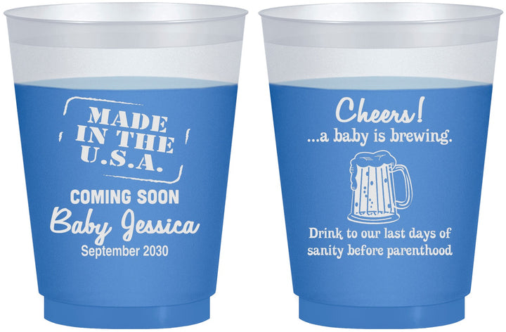 Custom Baby Shower 16 oz Color Changing Frosted Cups - Made In The Usa | 90079