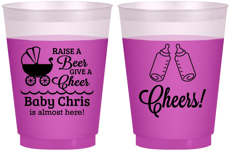 Custom Baby Shower 16 oz Color Changing Frosted Cups - Raise A Beer | 90081