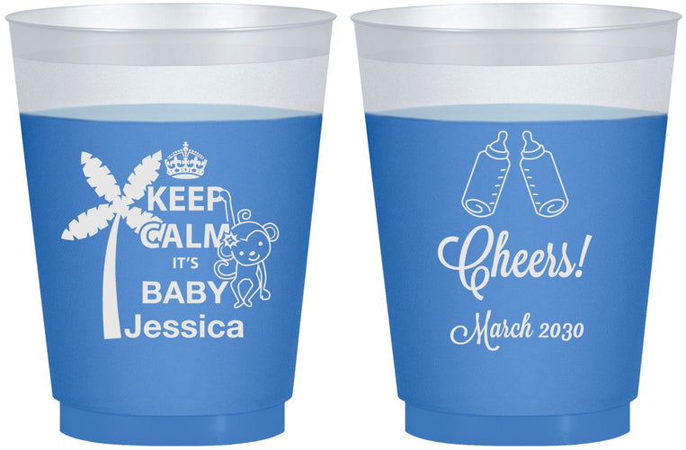 Custom Baby Shower 16 oz Color Changing Frosted Cups - Baby Monkey | 90082
