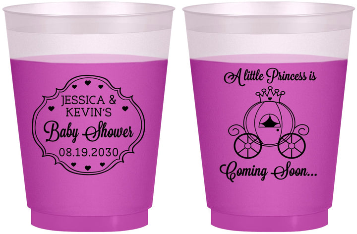 Custom Baby Shower 16 oz Color Changing Frosted Cups - Princess Coming Soon | 90085