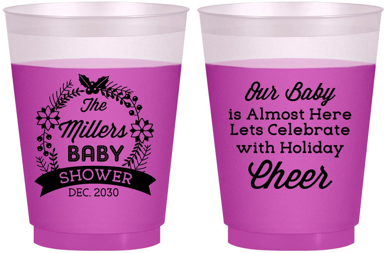 Custom Baby Shower 16 oz Color Changing Frosted Cups - Holiday | 90086