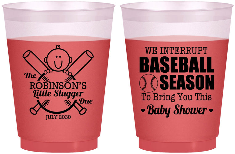 Custom Baby Shower 16 oz Color Changing Frosted Cups - Baseball | 90090