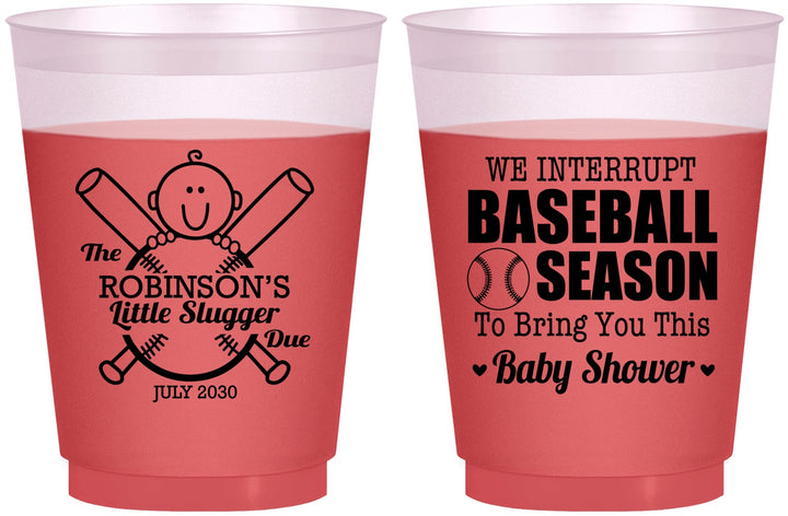 Custom Baby Shower 16 oz Color Changing Frosted Cups - Baseball | 90090