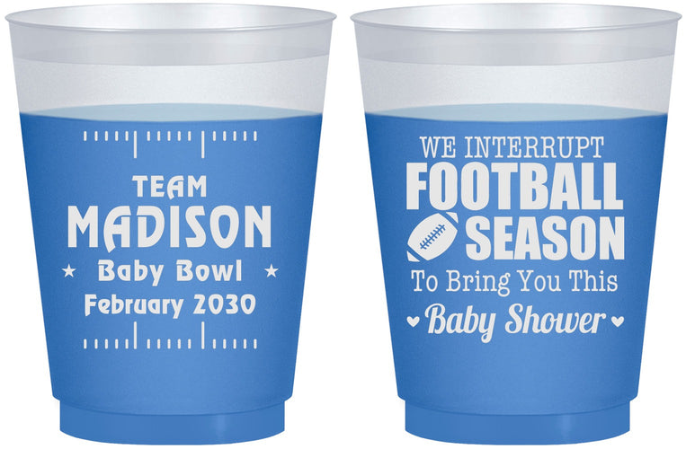 Custom Baby Shower 16 oz Color Changing Frosted Cups - Football | 90091