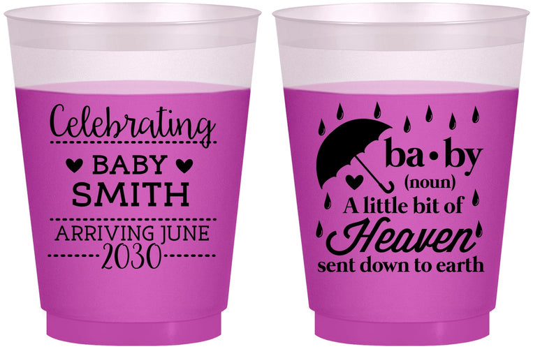 Custom Baby Shower 16 oz Color Changing Frosted Cups - Little Bit Of Heaven | 90095
