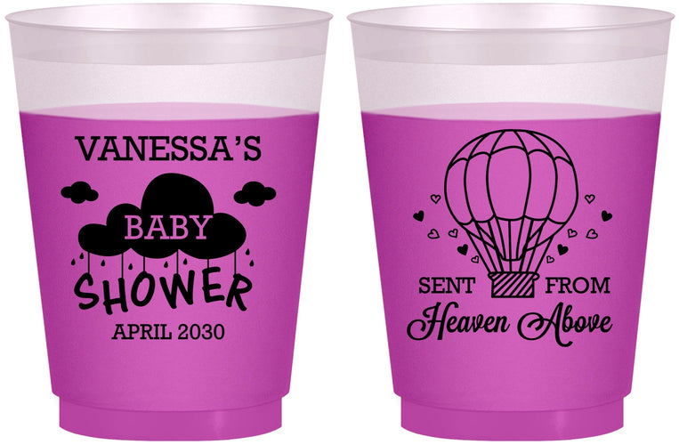 Custom Baby Shower 16 oz Color Changing Frosted Cups - Hot Air Balloon | 90097