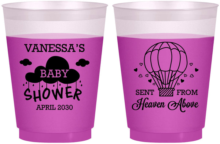 Custom Baby Shower 16 oz Color Changing Frosted Cups - Hot Air Balloon | 90097