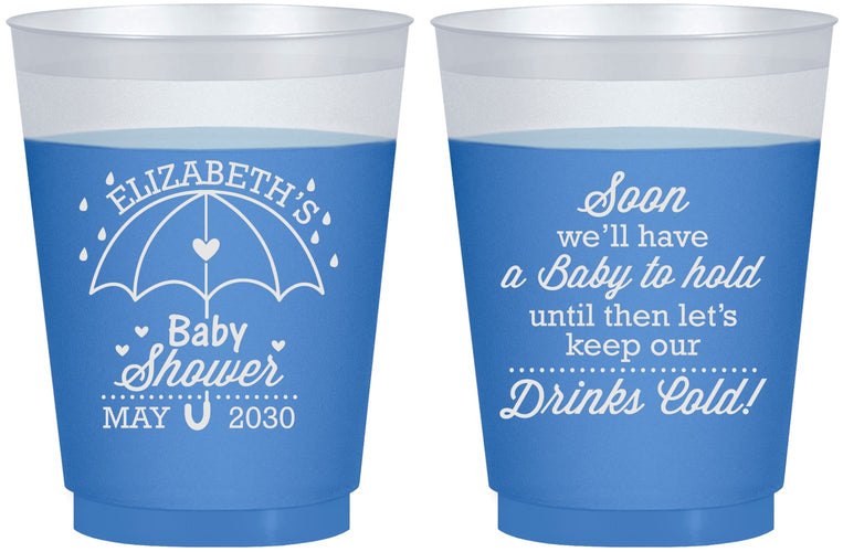 Custom Baby Shower 16 oz Color Changing Frosted Cups - April Showers May Babies | 90098