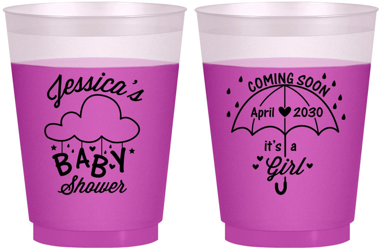 Custom Baby Shower 16 oz Color Changing Frosted Cups - April Showers May Babies | 90099
