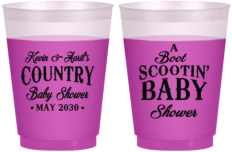 Custom Baby Shower 16 oz Color Changing Frosted Cups - Boot Scootin | 90100