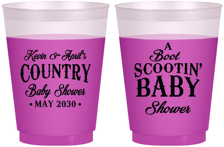 Custom Baby Shower 16 oz Color Changing Frosted Cups - Boot Scootin | 90100