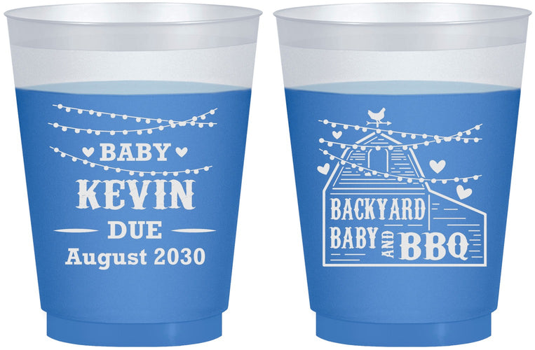 Custom Baby Shower 16 oz Color Changing Frosted Cups - Baby And Bbq | 90101