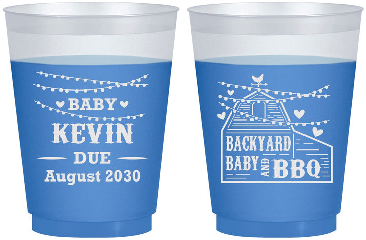 Custom Baby Shower 16 oz Color Changing Frosted Cups - Baby And Bbq | 90101