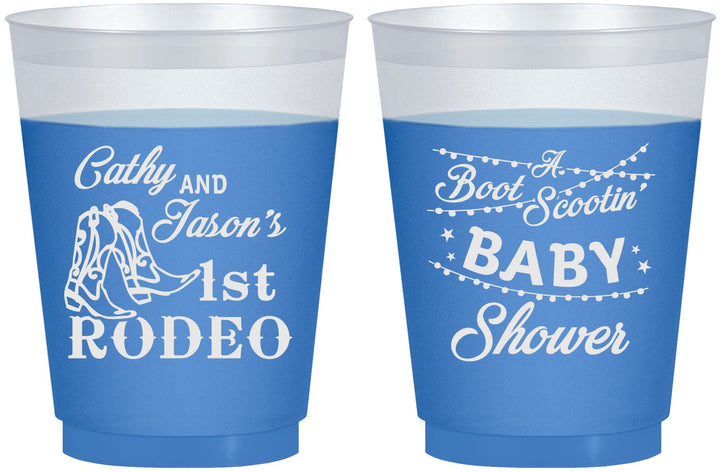 Custom Baby Shower 16 oz Color Changing Frosted Cups - Rodeo Boot Scootin | 90103